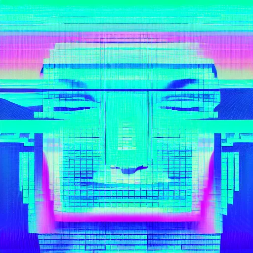 Image similar to vaporwave album cover art, glitch art