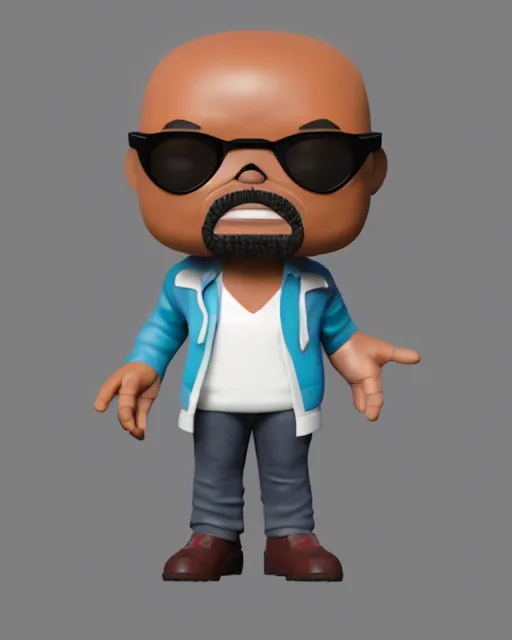 Image similar to full body 3d render of Samuel L. Jackson as a funko pop, studio lighting, white background, blender, trending on artstation, 8k, highly detailed