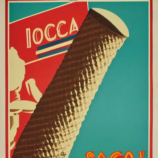 Image similar to soviet propaganda poster of an ice cream cone