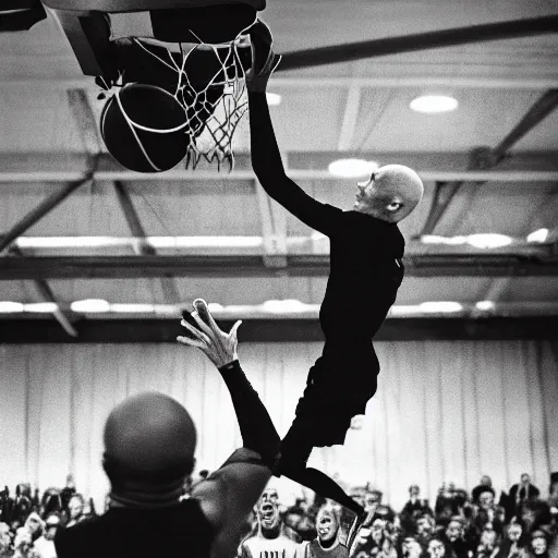 Image similar to nosferatu dunks the basketball and wins the big game, high quality, photograph