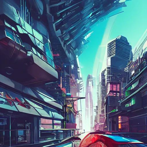 Prompt: street view, futuristic!!!!!! ( ( cyberpunk ) ), trending on artstation, fisheye!!! lens