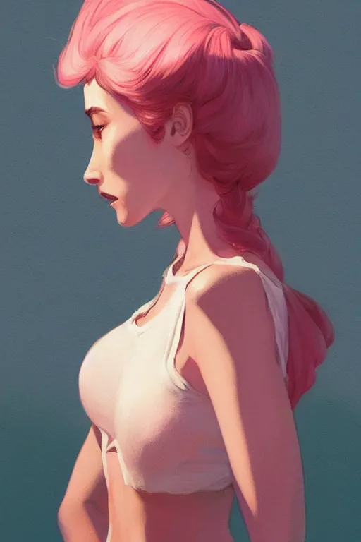 Image similar to portrait of realistic wolf wearing pink shirt, smoking cigarette, digital painting, artstation, concept art, smooth, sharp focus, illustration, art by artgerm, james jean, jean giraud, edward hopper, gaston bussiere and greg rutkowski