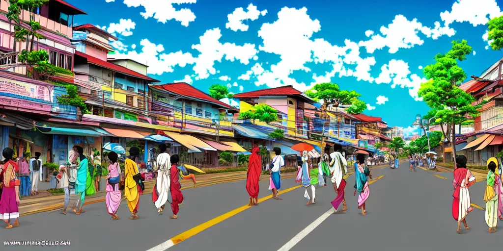 Image similar to anime style Sri Lankan City