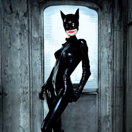 Image similar to an amazing award winning photo of angelina jolie as catwoman