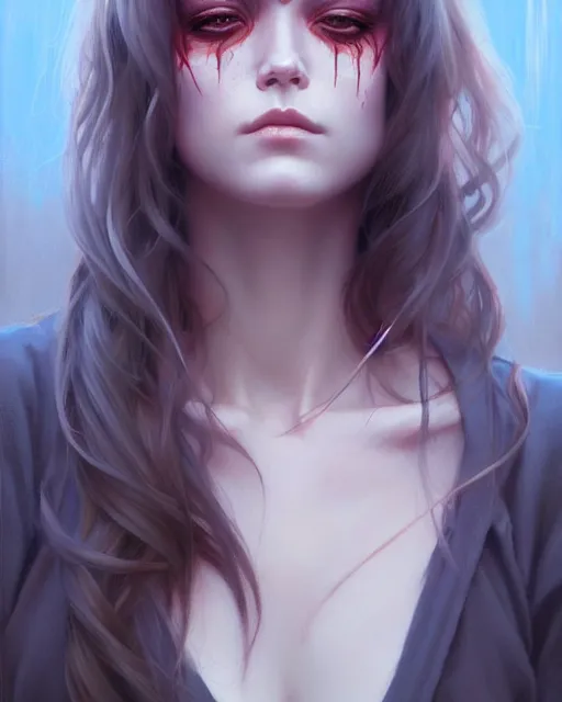 Image similar to dead inside!!!!!!!!!!, audrey plaza, realistic shaded perfect face, fine details. anime. magali villeneuve, artgerm, jeremy lipkin and michael garmash and rob rey