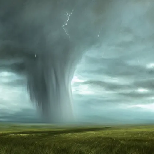 Image similar to a tornado in the distant landscape, hdr, artstation, shuttershock, 4 dimensions