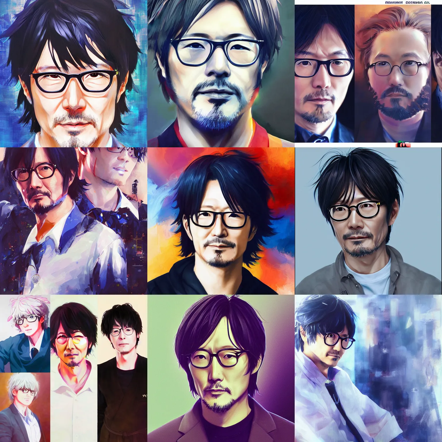 Prompt: anime portrait of sensei hideo kojima, omoide emanon, tsuruta kenji, murata range, vibrant, karolis strautniekas, james jean, yanjun cheng, kyoto animation