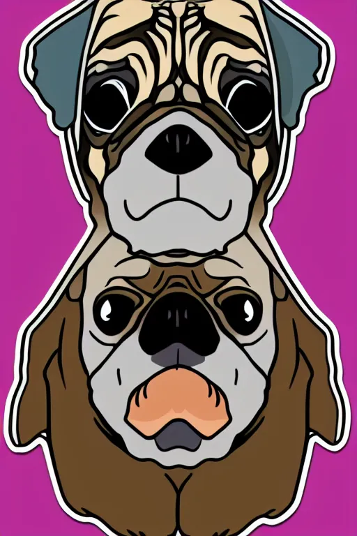 Image similar to portrait of a pug skeletor, sticker, colorful, illustration, highly detailed, simple, smooth and clean vector curves, no jagged lines, vector art, smooth