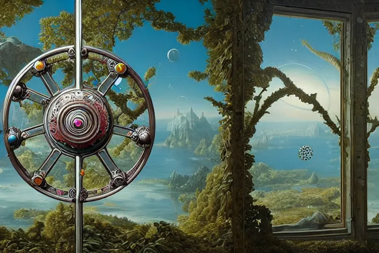 Image similar to a surreal and awe - inspiring single fidget spinner in a bare studio, intricate, elegant, highly detailed matte painting by ernst haeckel and simon stalenhag