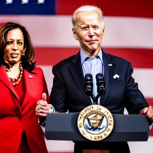 Image similar to Kamala Harris and Joe Biden kissing each other, 8k, highly detailed,