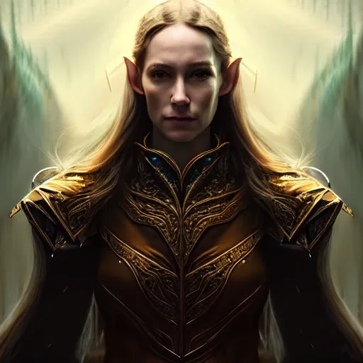 Image similar to Majestic and regal portrait of an awe inspiring High Elf nobility, intricate, epic, elegant, menacing, fantasy, photo realistic, digital painting, hard focus, beautiful volumetric lighting, epic light, ultra detailed, by Leesha Hannigan, Ross Tran, Thierry Doizon, Kai Carpenter, Ignacio Fernández Ríos