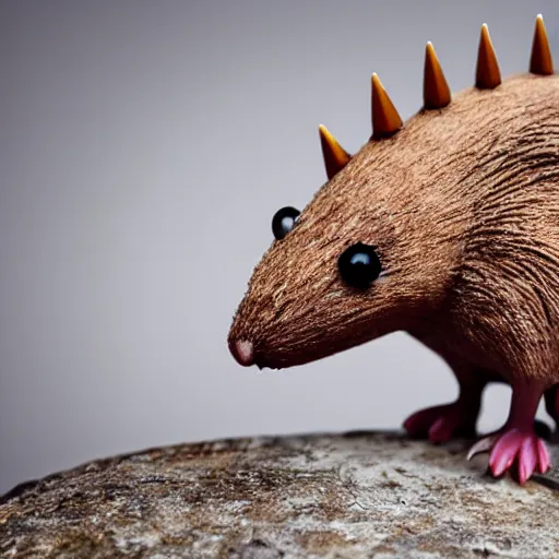 Prompt: mouse with dinosaur spines and spikes