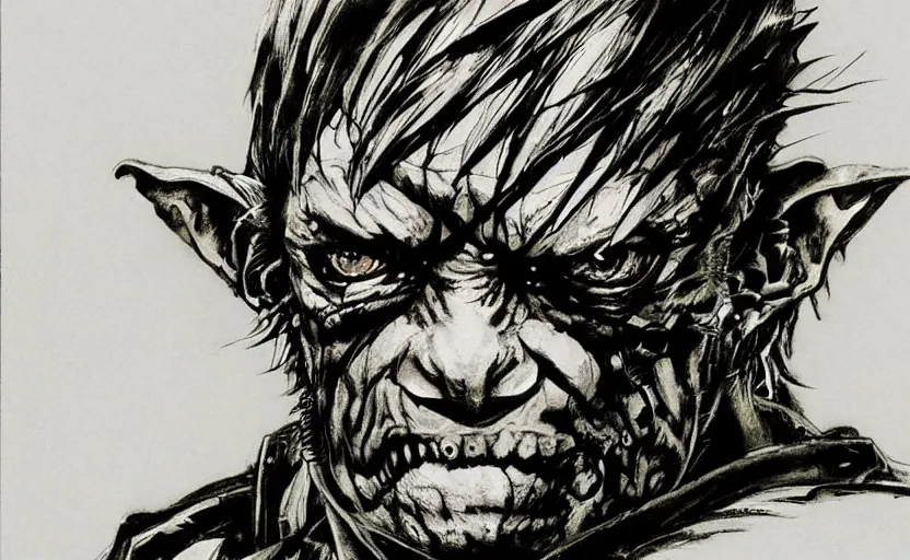 Image similar to yoji shinkawa drawing of gollum, metal gear solid