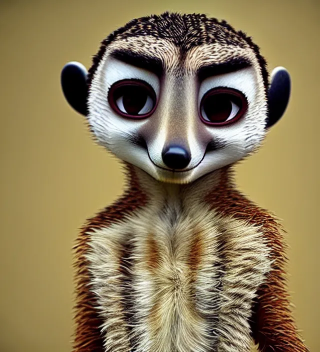 Prompt: a cute meerkat in the style of zootopia