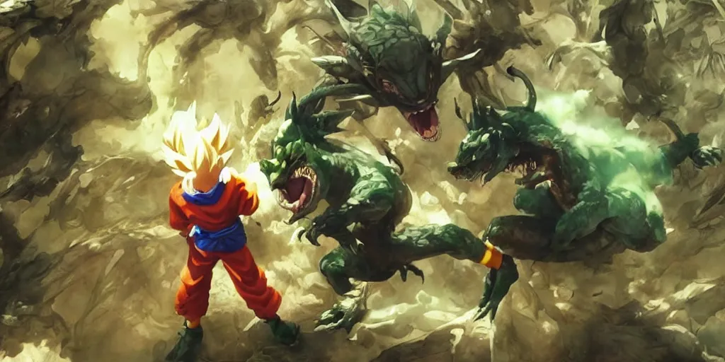 Image similar to a still of piccolo dragon ball ( 1 9 9 5 ), cory loftis, fenghua zhong, ryohei hase, ismail inceoglu and ruan jia