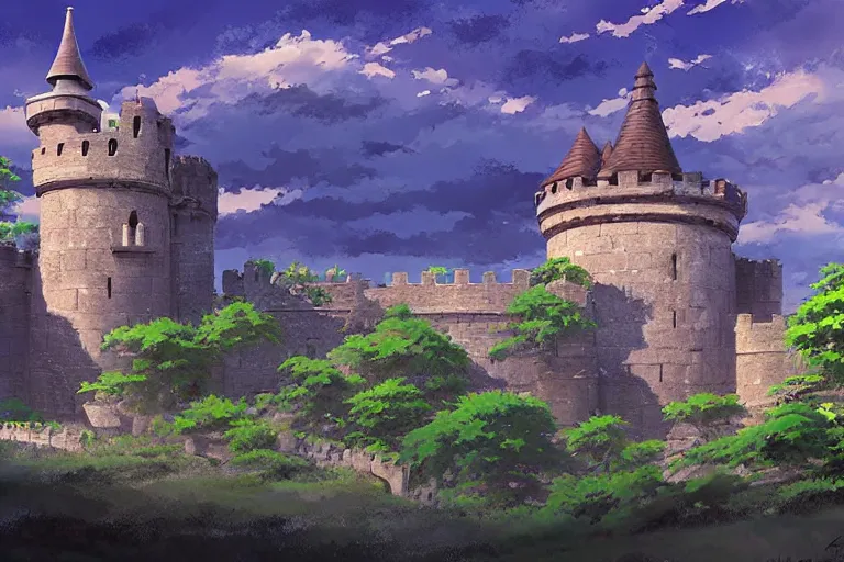 Image similar to ancient castle, painting by makoto shinkai