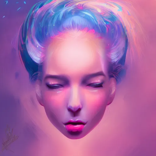 Image similar to the cotton candy kiss of transcendental bliss, in the style of pascal blanche from artstation, digital art