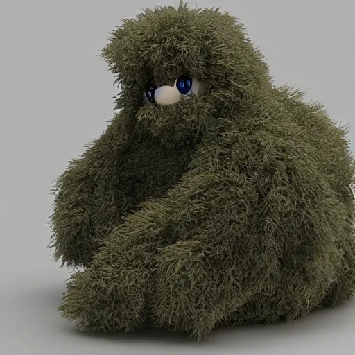 Image similar to cute fumo plush in a ghillie suit, vray