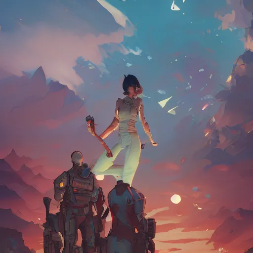 Prompt: overwhelmed with fleetting thoughts behance hd artstation by jesper ejsing, by rhads, makoto shinkai and lois van baarle, ilya kuvshinov, ossdraws, that looks like it is from borderlands and by feng zhu and loish and laurie greasley, victo ngai, andreas rocha