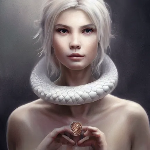 Image similar to Perfectly-centered portrait-photograph of a real life white human dragon from heaven, lifelike, super highly detailed, professional digital painting, artstation, concept art, Unreal Engine 5, Photorealism, HD quality, 8k resolution, cinema 4d, 3D, beautiful, cinematic, art by artgerm and greg rutkowski and alphonse mucha and loish and WLOP