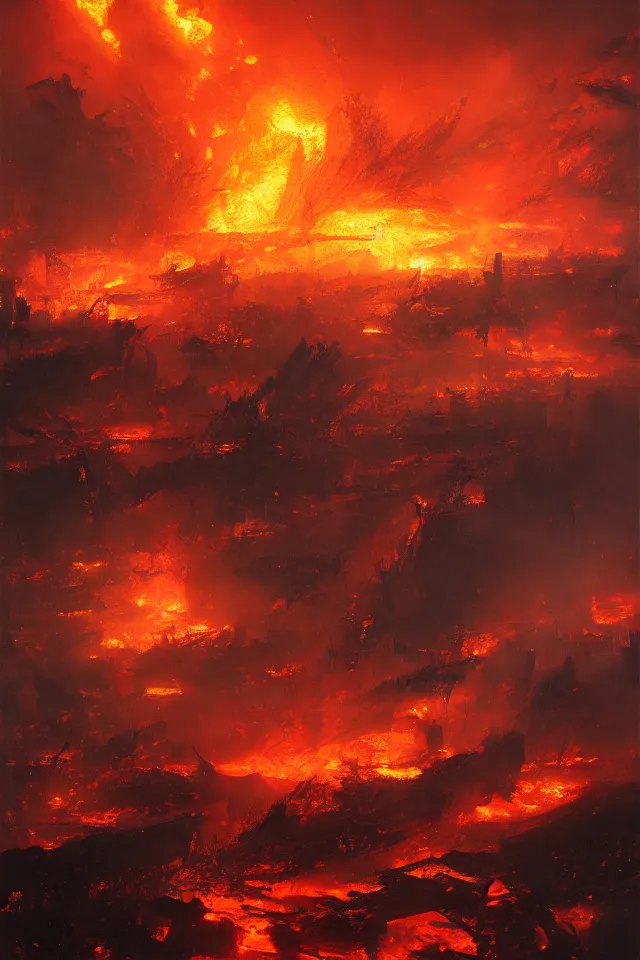 Prompt: sea of fire by ruan jia