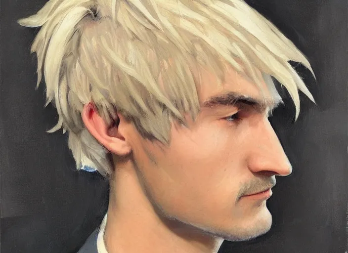 Image similar to a highly detailed beautiful portrait of xqcow xqc felix lengyel, twitch. tv, by gregory manchess, james gurney, james jean