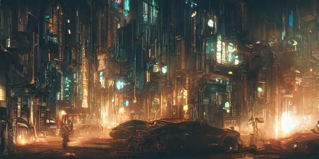 Image similar to wide shot, photorealistic art of a cyberpunk punk and steampunk city concept, dynamic lighting, hyper realistic, cinematic, realism