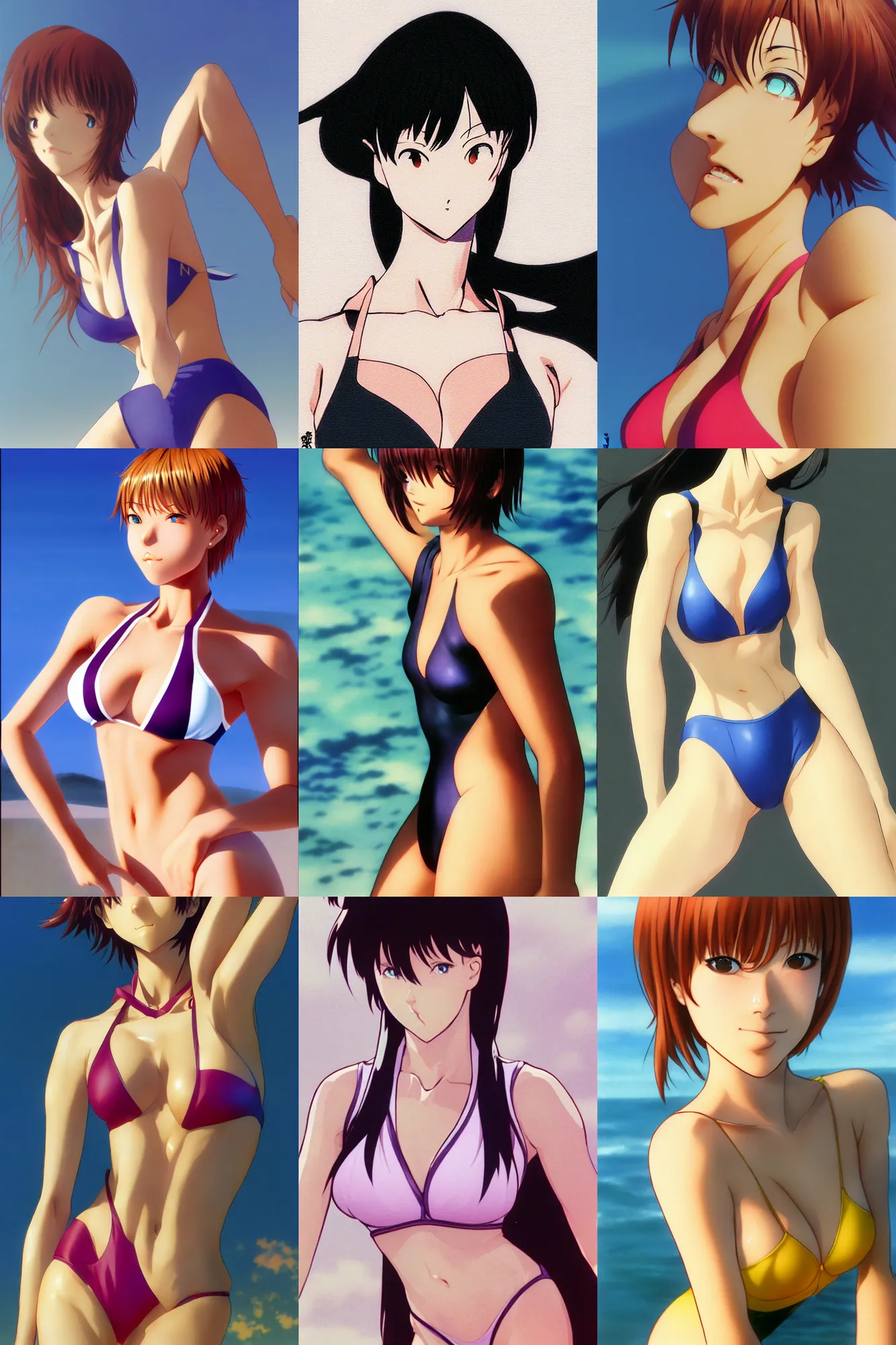 Prompt: close - up, accurately shaped face, volumetric light, posing in competitive swimsuit. by takashi takeuchi, yoshiyuki sadamoto, amagaitaro, makoto shinkai, krenz cushart, asao urata, pixiv. 9 0 s