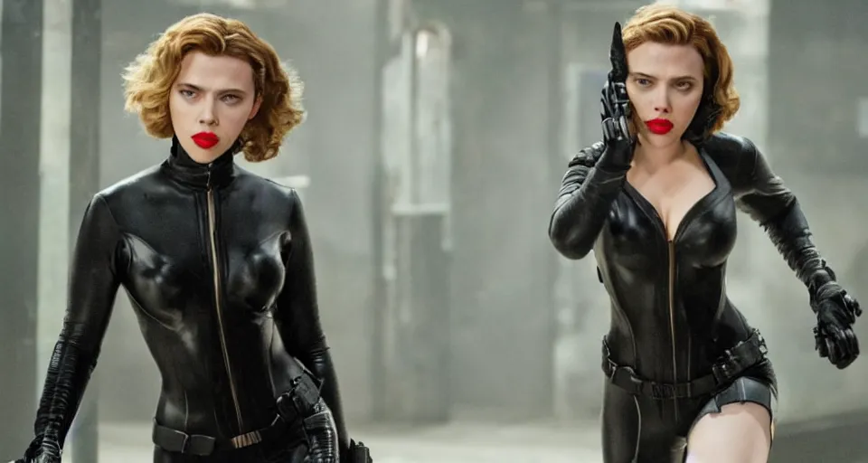 Prompt: scarlett johansson as catwoman, still from the movie