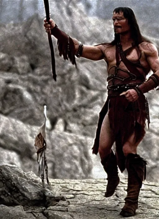 Image similar to film still, vladimit putin in the movie conan the barbarian