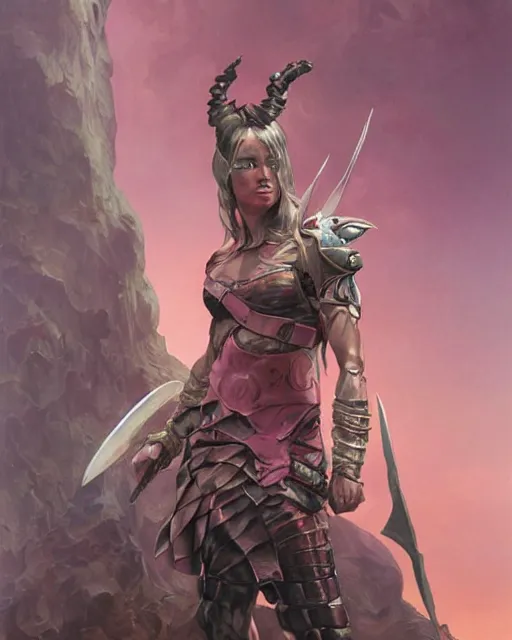 Image similar to a portrait of a strong female warrior by Ross Tran and Thomas Cole and Wayne Barlowe