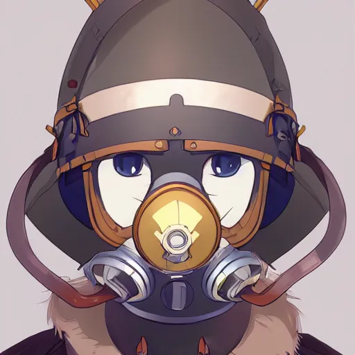 Prompt: portrait of a viking gas mask, anime fantasy illustration by tomoyuki yamasaki, kyoto studio, madhouse, ufotable, comixwave films, trending on artstation