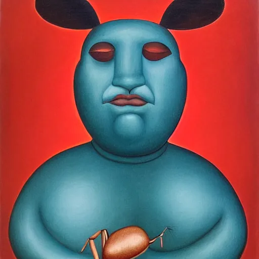 Image similar to a botero painting of a huminoid ant