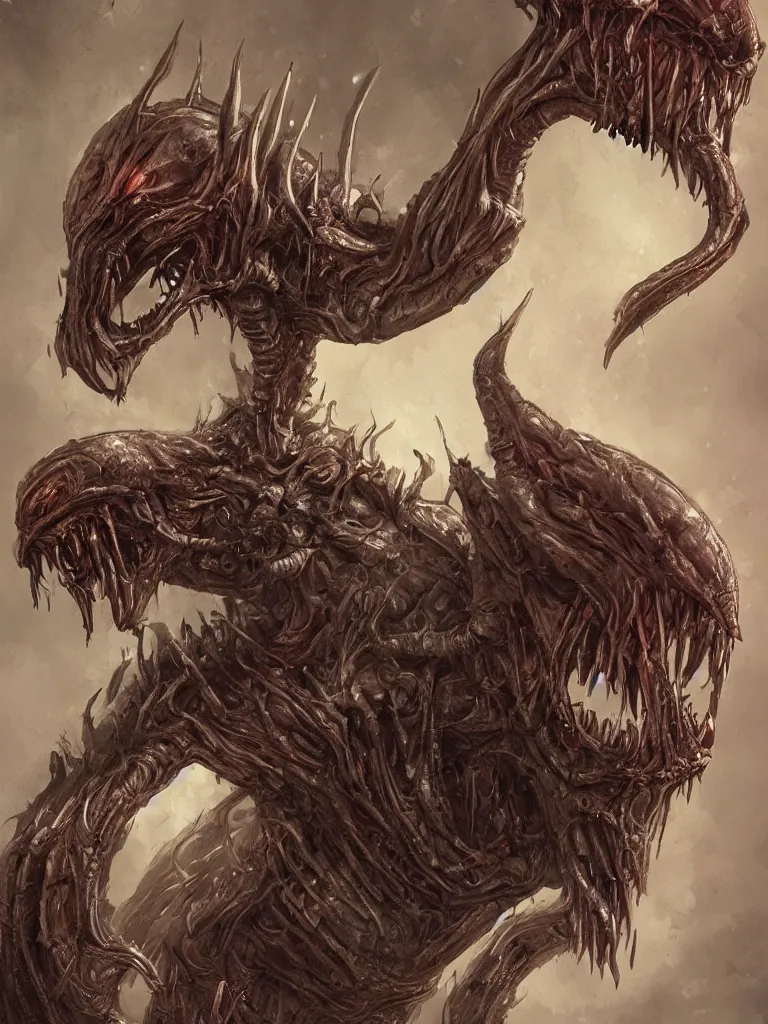 Image similar to a horrifying alien looking creature, concept art, digital art, detailed
