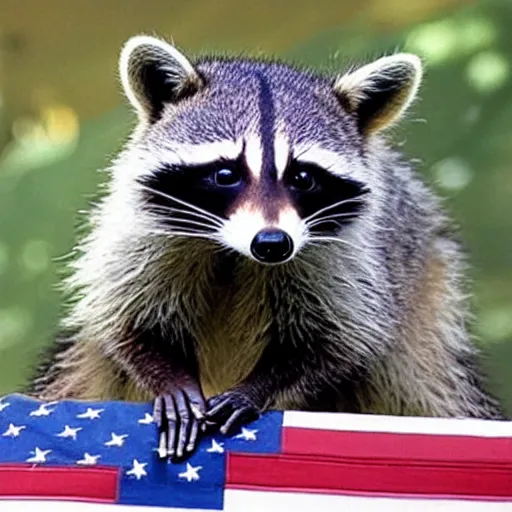 Prompt: A raccoon elected president of the USA