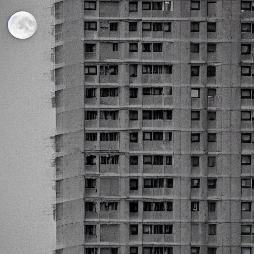 Prompt: the moon in the style of brutalist hq photo