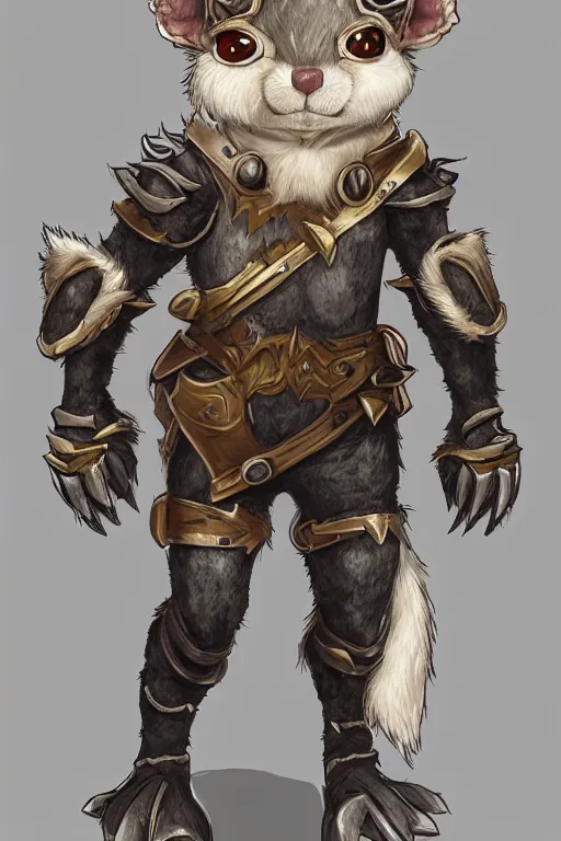 Image similar to a full body shot of an anthro furry rat wearing a fantasy armor, fantasy, artstation, furry art, furaffinity, deviantart, symmetrical, highly detailed, award winning, trending