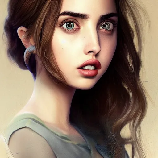 Image similar to a portrait of ana de armas as a pixar character, beautiful, elegant, extremely detailed digital art, trending on artstation hyper realistic matte painting, by wlop, artgerm