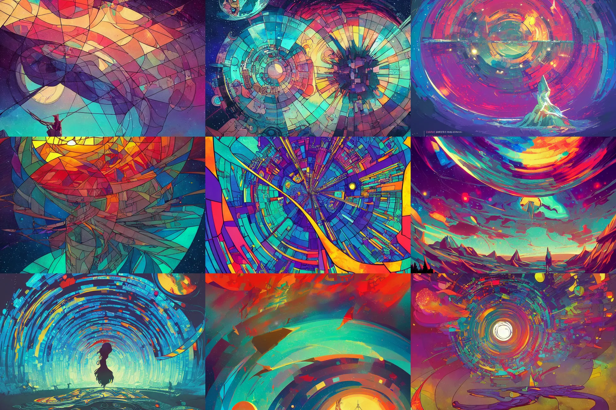 Prompt: universe, abstraction stained glass!! infographic with illustrations!!!, digital art, highly saturated colors, concept art, detailed illustration, hd, 4 k, digital art, greg rutkowski, dan mumford, studio ghibli trending on artstation