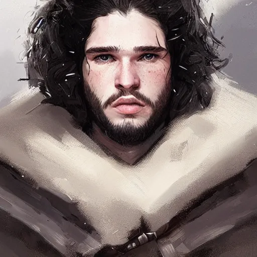 Image similar to portrait of jon snow with tiny beady eyes, a huge nose, and very wide mouth, by greg rutkowski, old, attractive, highly detailed portrait, scifi, digital painting, artstation, concept art, smooth, sharp foccus ilustration, artstation hq ”