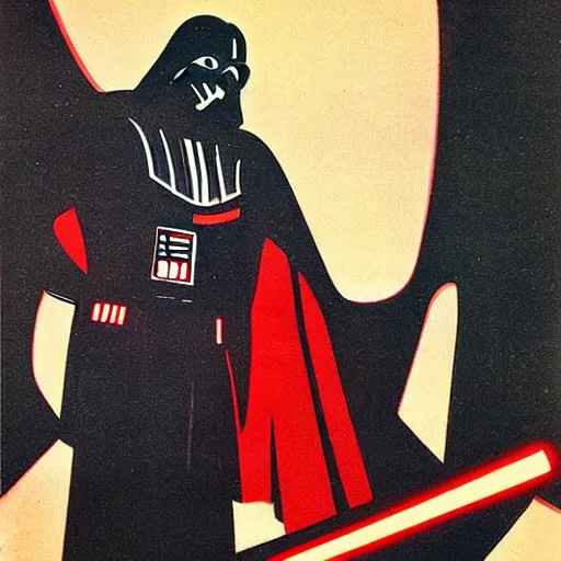 Image similar to Soviet propaganda poster, Darth Vader in a factory