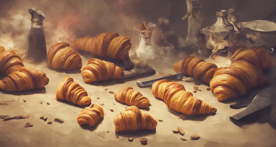 Image similar to croissants croissants croissants croissants leading the french revolution, dramatic lighting, concept art, trending on artstation, 8 k