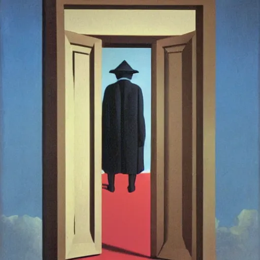 Prompt: doorway into madness by magritte