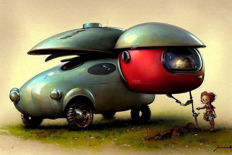 Image similar to adventurer ( ( ( ( ( 1 9 5 0 s retro future robot android mouse rv hover wagon motorhome robot. muted colors. ) ) ) ) ) by jean baptiste monge!!!!!!!!!!!!!!!!!!!!!!!!! chrome red