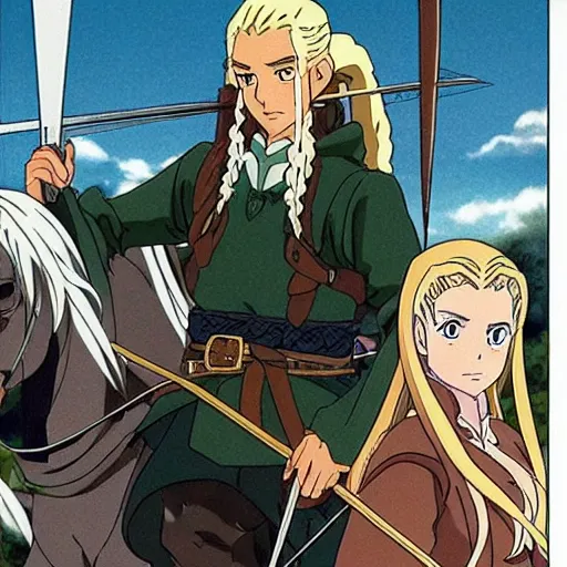 Prompt: legolas from the anime lord of the rings (1986), studio ghibli, very detailed, realistic, hayao miyazaki, kentaro miura, satoshi kon