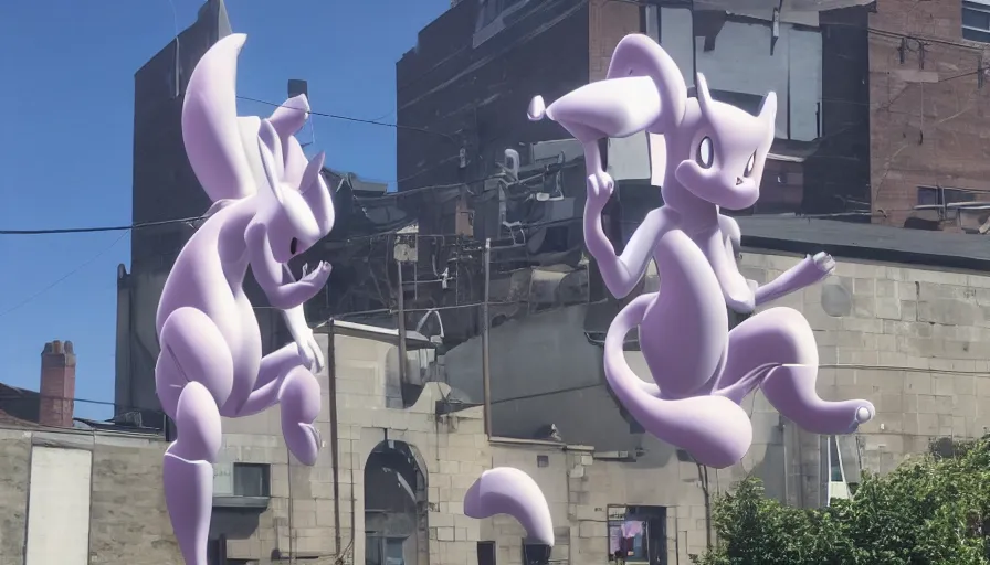 Image similar to MewTwo on a water tank in Newark