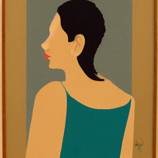 Image similar to portrait of a modern woman, located in the restroom in the style of Luc-Olivier Merson, French painter and illustrator