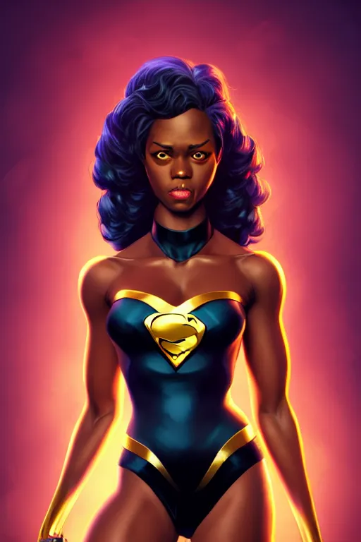 Prompt: portrait of a sexy young black super girl, velvet with silk, highly detailed and rendered gold, digital art, super intricate, sharp focus, big eyes, trending on artstation, hq, unreal engine 5, 4 k uhd image, by brom, artgerm, face by otto schmidt