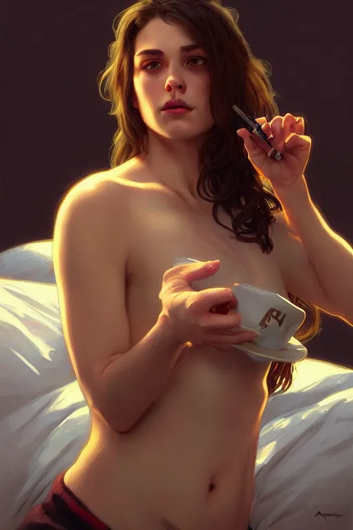 Image similar to groundhog drug addict lies on the bed, realistic portrait, highly detailed, digital painting, artstation, concept art, smooth, sharp focus, illustration, cinematic lighting, art by artgerm and greg rutkowski and alphonse mucha