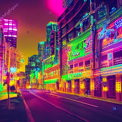 Prompt: neon internal city at night